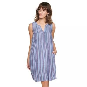 Woman’s pinstripe dress